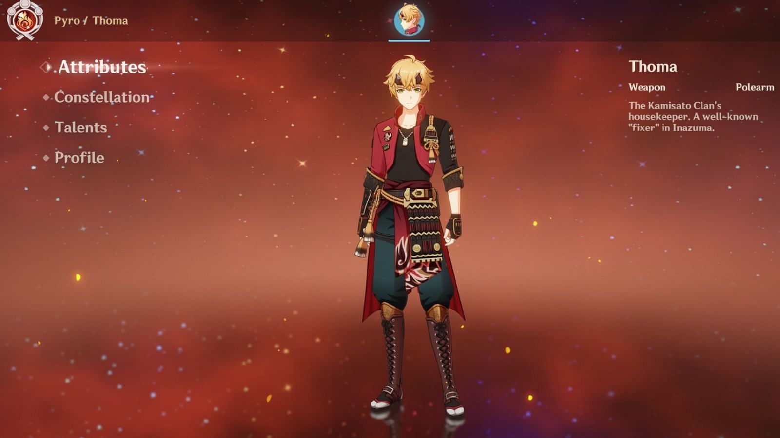 Screenshot of Thoma (Image via HoYoverse)